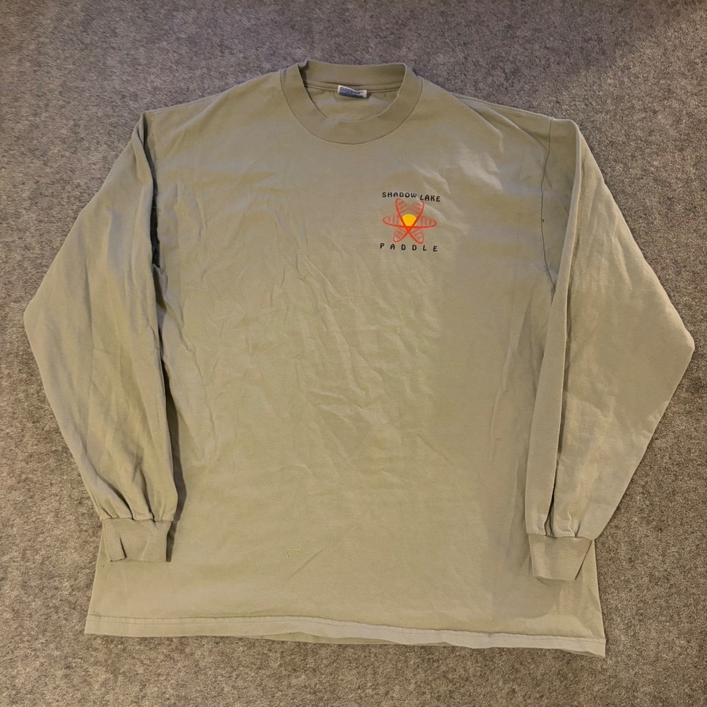 Vintage Y2K Hanes Beefy‎ Shadow Lake Snow Country Outdoors Nature Long Sleeve XL
